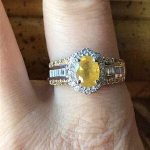 Natural Yellow Sapphire Sterling Silver Ring Size 10